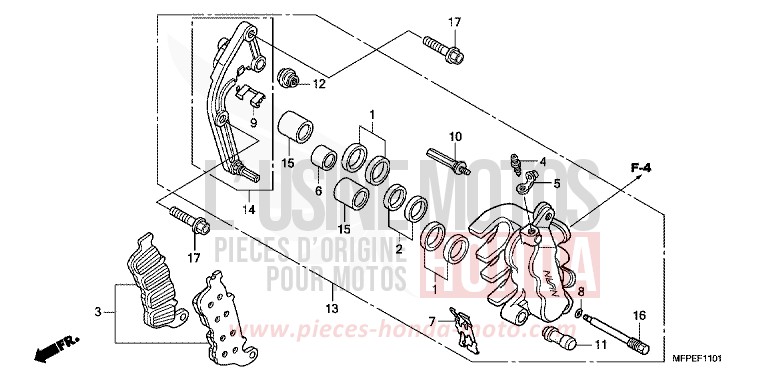 BREMSSATTEL, L. VORNE von CB1300 Super Bold'or ABS PEARL SUNBEAM WHITE (NHA66KF) von 2010
